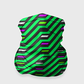 Бандана-труба 3D с принтом Киберпанк узор зелёный и чёрный в Кировске, 100% полиэстер, ткань с особыми свойствами — Activecool | плотность 150‒180 г/м2; хорошо тянется, но сохраняет форму | 