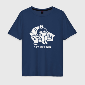 Мужская футболка хлопок Oversize с принтом Коты на диване в Петрозаводске, 100% хлопок | свободный крой, круглый ворот, “спинка” длиннее передней части | 
