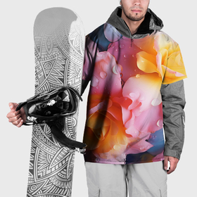 Накидка на куртку 3D с принтом Фантастические розы в каплях воды в Екатеринбурге, 100% полиэстер |  | Тематика изображения на принте: 