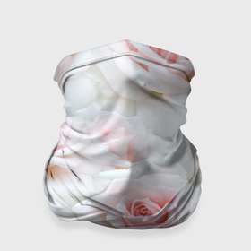Бандана-труба 3D с принтом Бело розовые розы в Кировске, 100% полиэстер, ткань с особыми свойствами — Activecool | плотность 150‒180 г/м2; хорошо тянется, но сохраняет форму | Тематика изображения на принте: 
