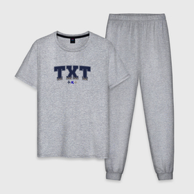 Мужская пижама хлопок с принтом TXT k stars в Тюмени, 100% хлопок | брюки и футболка прямого кроя, без карманов, на брюках мягкая резинка на поясе и по низу штанин
 | 