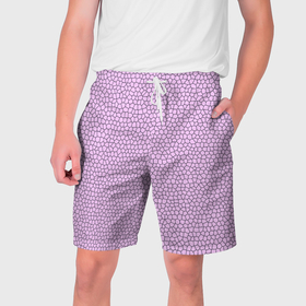 Мужские шорты 3D с принтом Нежный розовый мозаика в Тюмени,  полиэстер 100% | прямой крой, два кармана без застежек по бокам. Мягкая трикотажная резинка на поясе, внутри которой широкие завязки. Длина чуть выше колен | 