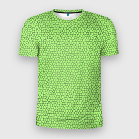 Мужская футболка 3D Slim с принтом Светло зелёный мозаика в Курске, 100% полиэстер с улучшенными характеристиками | приталенный силуэт, круглая горловина, широкие плечи, сужается к линии бедра | Тематика изображения на принте: 