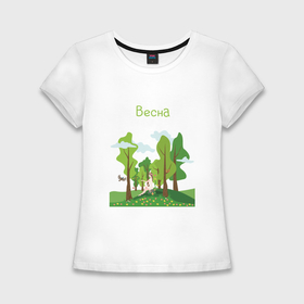 Женская футболка хлопок Slim с принтом Девушка Весна коллекция Девушка Земля в Новосибирске,  |  | 