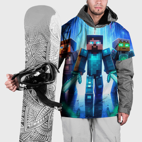 Накидка на куртку 3D с принтом Майнкрафт и киберпанк   коллаба , 100% полиэстер |  | Тематика изображения на принте: 