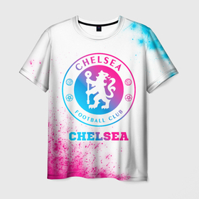 Мужская футболка 3D с принтом Chelsea neon gradient style в Петрозаводске, 100% полиэфир | прямой крой, круглый вырез горловины, длина до линии бедер | Тематика изображения на принте: 
