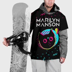 Накидка на куртку 3D с принтом Marilyn Manson   rock star cat в Петрозаводске, 100% полиэстер |  | 