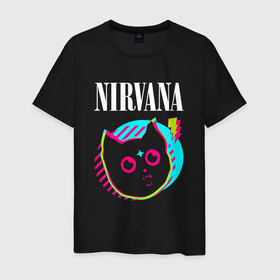 Мужская футболка хлопок с принтом Nirvana rock star cat в Тюмени, 100% хлопок | прямой крой, круглый вырез горловины, длина до линии бедер, слегка спущенное плечо. | Тематика изображения на принте: 