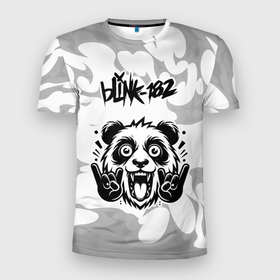 Мужская футболка 3D Slim с принтом Blink 182 рок панда на светлом фоне , 100% полиэстер с улучшенными характеристиками | приталенный силуэт, круглая горловина, широкие плечи, сужается к линии бедра | 