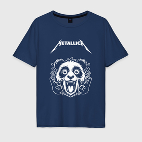 Мужская футболка хлопок Oversize с принтом Metallica rock panda в Тюмени, 100% хлопок | свободный крой, круглый ворот, “спинка” длиннее передней части | Тематика изображения на принте: 