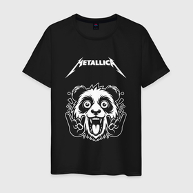 Мужская футболка хлопок с принтом Metallica rock panda в Кировске, 100% хлопок | прямой крой, круглый вырез горловины, длина до линии бедер, слегка спущенное плечо. | Тематика изображения на принте: 