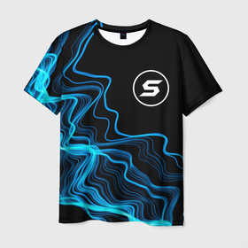 Мужская футболка 3D с принтом Skillet sound wave в Курске, 100% полиэфир | прямой крой, круглый вырез горловины, длина до линии бедер | 