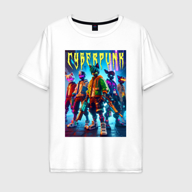 Мужская футболка хлопок Oversize с принтом Фурри   киберпанк в Санкт-Петербурге, 100% хлопок | свободный крой, круглый ворот, “спинка” длиннее передней части | 