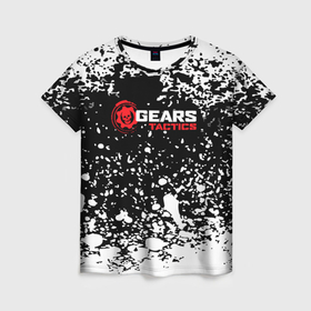 Женская футболка 3D с принтом Gears of War белые брызги в Белгороде, 100% полиэфир ( синтетическое хлопкоподобное полотно) | прямой крой, круглый вырез горловины, длина до линии бедер | 