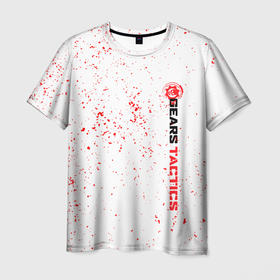 Мужская футболка 3D с принтом Gears of War красные брызги в Екатеринбурге, 100% полиэфир | прямой крой, круглый вырез горловины, длина до линии бедер | 