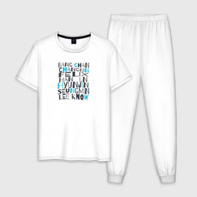 Мужская пижама хлопок с принтом Stray Kids  k star в Кировске, 100% хлопок | брюки и футболка прямого кроя, без карманов, на брюках мягкая резинка на поясе и по низу штанин
 | Тематика изображения на принте: 