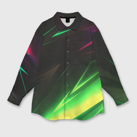 Мужская рубашка oversize 3D с принтом Geometry stripes кислотный неон в Курске,  |  | 