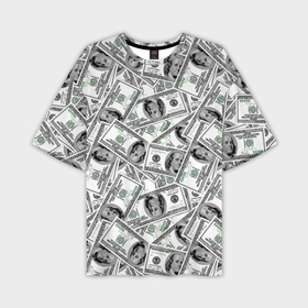Мужская футболка oversize 3D с принтом Доллары   денежные знаки в Кировске,  |  | Тематика изображения на принте: 