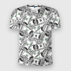 Мужская футболка 3D Slim с принтом Доллары   денежные знаки в Кировске, 100% полиэстер с улучшенными характеристиками | приталенный силуэт, круглая горловина, широкие плечи, сужается к линии бедра | Тематика изображения на принте: 