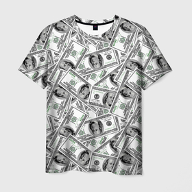 Мужская футболка 3D с принтом Доллары   денежные знаки в Кировске, 100% полиэфир | прямой крой, круглый вырез горловины, длина до линии бедер | 