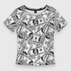 Женская футболка 3D Slim с принтом Доллары   денежные знаки в Екатеринбурге,  |  | 