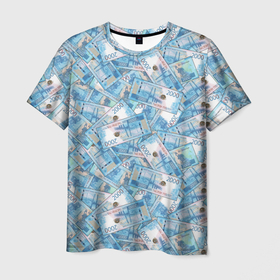 Мужская футболка 3D с принтом Деньги   купюры в 2 тысячи рублей в Новосибирске, 100% полиэфир | прямой крой, круглый вырез горловины, длина до линии бедер | 