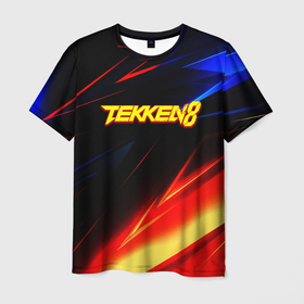 Мужская футболка 3D с принтом Теккен 8 geometry stripes в Петрозаводске, 100% полиэфир | прямой крой, круглый вырез горловины, длина до линии бедер | 
