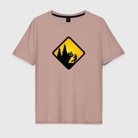 Мужская футболка хлопок Oversize с принтом Знаки опасности: Безумные медведи в Тюмени, 100% хлопок | свободный крой, круглый ворот, “спинка” длиннее передней части | Тематика изображения на принте: 