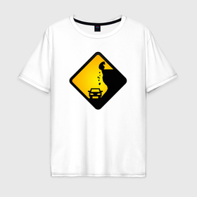 Мужская футболка хлопок Oversize с принтом Знаки опасности   медведь в Курске, 100% хлопок | свободный крой, круглый ворот, “спинка” длиннее передней части | Тематика изображения на принте: 