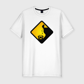 Мужская футболка хлопок Slim с принтом Знаки опасности   медведь в Екатеринбурге, 92% хлопок, 8% лайкра | приталенный силуэт, круглый вырез ворота, длина до линии бедра, короткий рукав | 
