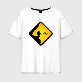Мужская футболка хлопок Oversize с принтом Знаки опасности   гадкие медведи в Екатеринбурге, 100% хлопок | свободный крой, круглый ворот, “спинка” длиннее передней части | 