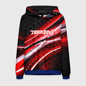 Мужская толстовка 3D с принтом Tekken 8 огненное лого файтинг в Екатеринбурге, 100% полиэстер | двухслойный капюшон со шнурком для регулировки, мягкие манжеты на рукавах и по низу толстовки, спереди карман-кенгуру с мягким внутренним слоем. | 