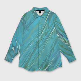 Мужская рубашка oversize 3D с принтом Жидкая текстура оттенков морской волны в Белгороде,  |  | 