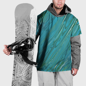 Накидка на куртку 3D с принтом Жидкая текстура оттенков морской волны в Екатеринбурге, 100% полиэстер |  | 