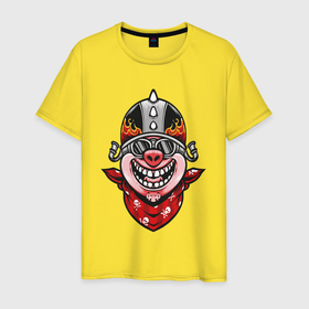 Мужская футболка хлопок с принтом Байкер свин в Белгороде, 100% хлопок | прямой крой, круглый вырез горловины, длина до линии бедер, слегка спущенное плечо. | 