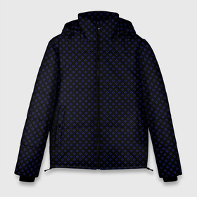 Мужская зимняя куртка 3D с принтом Чёрный паттерн в синий горошек в Екатеринбурге, верх — 100% полиэстер; подкладка — 100% полиэстер; утеплитель — 100% полиэстер | длина ниже бедра, свободный силуэт Оверсайз. Есть воротник-стойка, отстегивающийся капюшон и ветрозащитная планка. 

Боковые карманы с листочкой на кнопках и внутренний карман на молнии. | Тематика изображения на принте: 