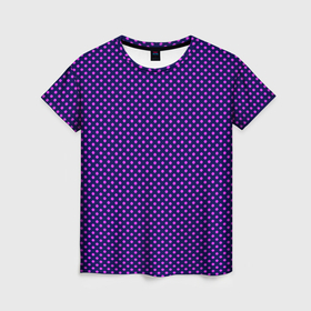 Женская футболка 3D с принтом Фиолетовый в розовый горошек в Курске, 100% полиэфир ( синтетическое хлопкоподобное полотно) | прямой крой, круглый вырез горловины, длина до линии бедер | 