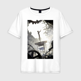 Мужская футболка хлопок Oversize с принтом Врата Штейна Ринтаро Окабэ , 100% хлопок | свободный крой, круглый ворот, “спинка” длиннее передней части | Тематика изображения на принте: 