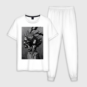 Мужская пижама хлопок с принтом Ванпанчмен Гароу в Кировске, 100% хлопок | брюки и футболка прямого кроя, без карманов, на брюках мягкая резинка на поясе и по низу штанин
 | 