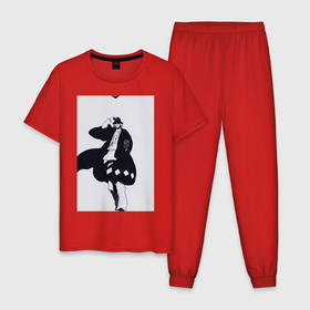 Мужская пижама хлопок с принтом Блич Кисуке Урахара в Санкт-Петербурге, 100% хлопок | брюки и футболка прямого кроя, без карманов, на брюках мягкая резинка на поясе и по низу штанин
 | Тематика изображения на принте: 