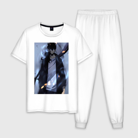 Мужская пижама хлопок с принтом Поднятие уровня в одиночку  Джину Сон в Екатеринбурге, 100% хлопок | брюки и футболка прямого кроя, без карманов, на брюках мягкая резинка на поясе и по низу штанин
 | 