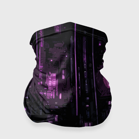 Бандана-труба 3D с принтом Киберпанк светящиеся фиолетовые элементы в Кировске, 100% полиэстер, ткань с особыми свойствами — Activecool | плотность 150‒180 г/м2; хорошо тянется, но сохраняет форму | 