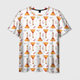 Мужская футболка 3D с принтом Узор из музыкальных инструментов балалаек , 100% полиэфир | прямой крой, круглый вырез горловины, длина до линии бедер | 