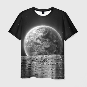 Мужская футболка 3D с принтом Вид Земли со спутника в Санкт-Петербурге, 100% полиэфир | прямой крой, круглый вырез горловины, длина до линии бедер | 