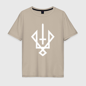 Мужская футболка хлопок Oversize с принтом Славянский воинский символ руевит в Тюмени, 100% хлопок | свободный крой, круглый ворот, “спинка” длиннее передней части | 