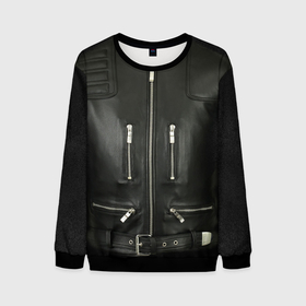Мужской свитшот 3D с принтом Terminator first   leather jacket в Санкт-Петербурге, 100% полиэстер с мягким внутренним слоем | круглый вырез горловины, мягкая резинка на манжетах и поясе, свободная посадка по фигуре | 