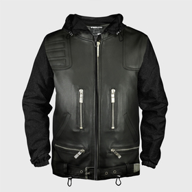 Мужская ветровка 3D с принтом Terminator first   leather jacket в Кировске, 100% полиэстер | подол и капюшон оформлены резинкой с фиксаторами, два кармана без застежек по бокам, один потайной карман на груди | Тематика изображения на принте: 