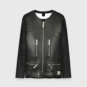 Мужской лонгслив 3D с принтом Terminator first   leather jacket , 100% полиэстер | длинные рукава, круглый вырез горловины, полуприлегающий силуэт | 