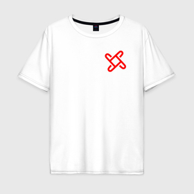 Мужская футболка хлопок Oversize с принтом Славянский символ коляда в Петрозаводске, 100% хлопок | свободный крой, круглый ворот, “спинка” длиннее передней части | 