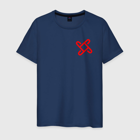 Мужская футболка хлопок с принтом Славянский символ коляда в Санкт-Петербурге, 100% хлопок | прямой крой, круглый вырез горловины, длина до линии бедер, слегка спущенное плечо. | 